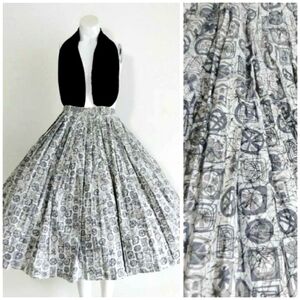 Vintage 50s atomic novelty print pleated shirt